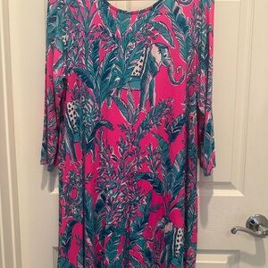 Lilly Pulitzer Pink Sundress 3/4 Sleeve Crew Neck
